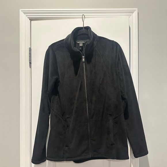 Athleta Recover Stretch Fleece Full Zipped Jacket size medium tall BLACK - Picture 2 of 9